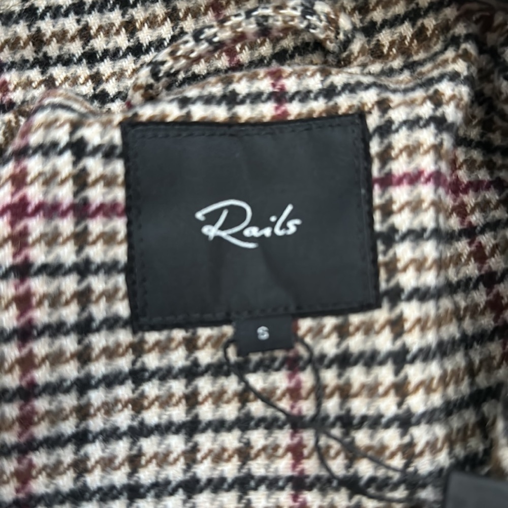 NWT Rails Sloan Houndstooth Plaid Wrap Coat Bronze Charcoal Henna - Picture 3 of 5
